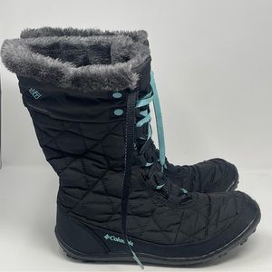 Columbia Mid Lace Boots Womens 6 Black Quilt 200 Grams Waterproof Fur Trim